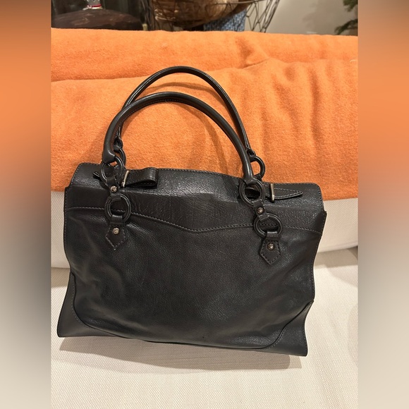 TODS Vintage Black Italian Leather Ring-Handled Satchel - Picture 5 of 16